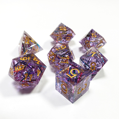 Strip warna ungu Resin Boarding Dice Set Naga dan Dungeon
