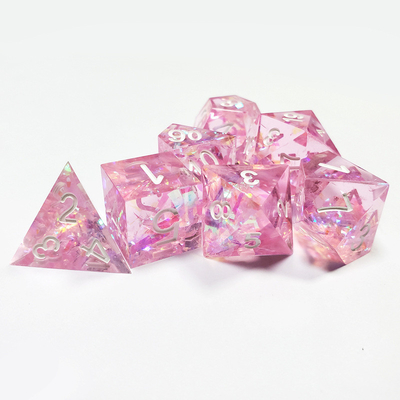 Pink Crystal Resin Boarding Dice Set Naga dan Dungeon