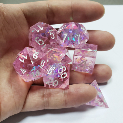 Pink Crystal Resin Boarding Dice Set Naga dan Dungeon