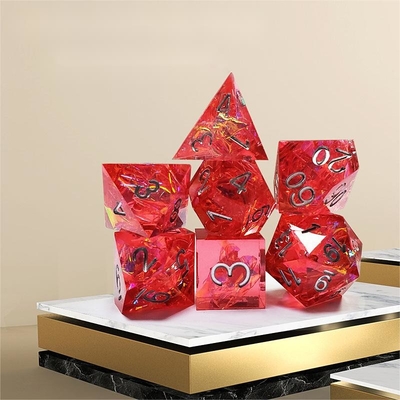 Phantom resin merah &amp; foil emas Resin Boarding Dice Set Naga dan Dungeon