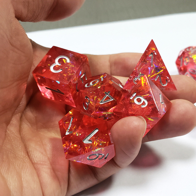 Phantom resin merah &amp; foil emas Resin Boarding Dice Set Naga dan Dungeon