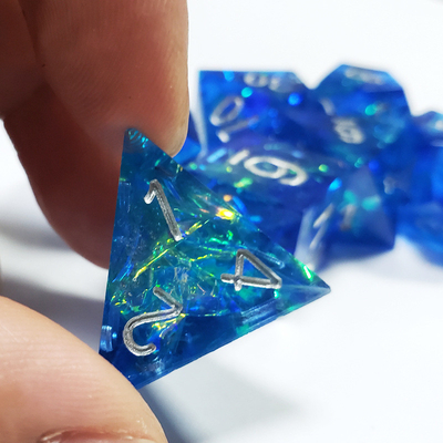 Blue Ocean Heart Crystal Resin Boarding Dice Set Naga dan Dungeon
