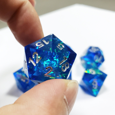 Blue Ocean Heart Crystal Resin Boarding Dice Set Naga dan Dungeon