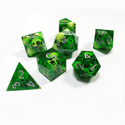 Green Crystal Skull Resin Boarding Dice Set Naga dan Dungeon