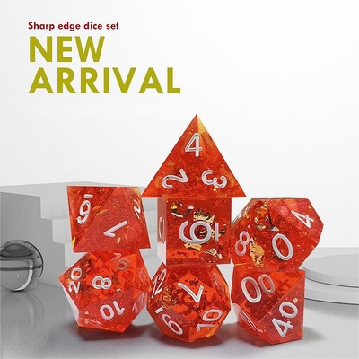 Pixel Pomegranate Red Crystal Resin Boarding Dice Set dan dadu