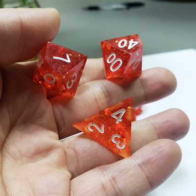 Pixel Pomegranate Red Crystal Resin Boarding Dice Set dan dadu