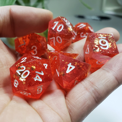 Pixel Pomegranate Red Crystal Resin Boarding Dice Set dan dadu