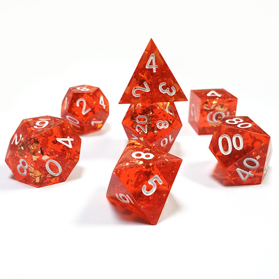 Pixel Pomegranate Red Crystal Resin Boarding Dice Set dan dadu