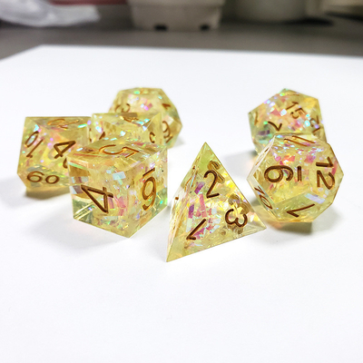 Yellow Crystal Color Band Resin Boarding Dice Set dan dadu