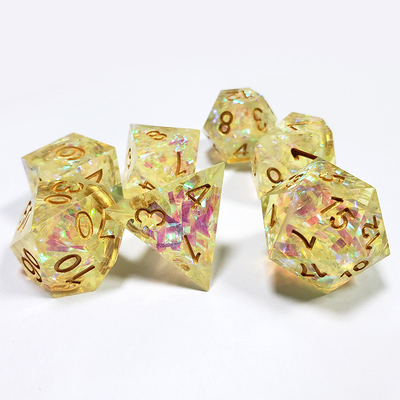 Yellow Crystal Color Band Resin Boarding Dice Set dan dadu