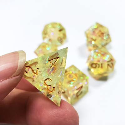 Yellow Crystal Color Band Resin Boarding Dice Set dan dadu