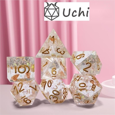 Phantom transparan kristal warna Resin Boarding Dice Set dnd dadu