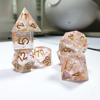 Phantom transparan kristal warna Resin Boarding Dice Set dnd dadu