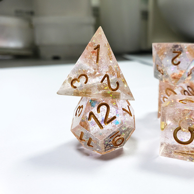 Phantom transparan kristal warna Resin Boarding Dice Set dnd dadu
