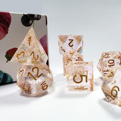 Phantom transparan kristal warna Resin Boarding Dice Set dnd dadu