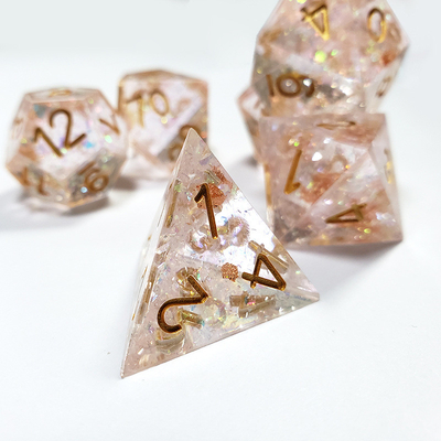 Phantom transparan kristal warna Resin Boarding Dice Set dnd dadu