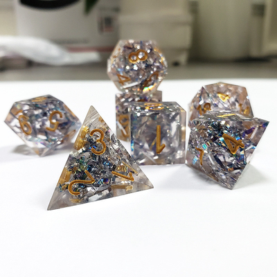 Band warna kristal transparan Resin Boarding Dice Set dan dadu