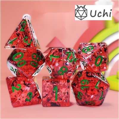 Red granate Sequins Resin Boarding Dice Set dan dadu