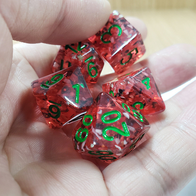 Red granate Sequins Resin Boarding Dice Set dan dadu