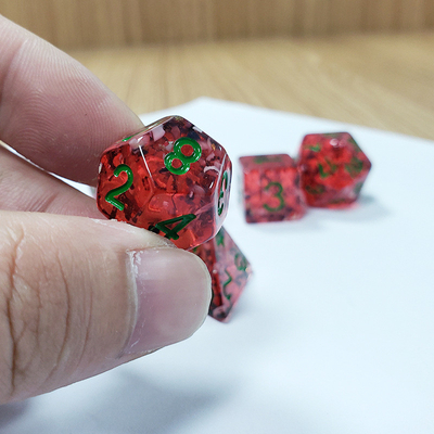 Red granate Sequins Resin Boarding Dice Set dan dadu