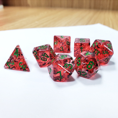 Red granate Sequins Resin Boarding Dice Set dan dadu