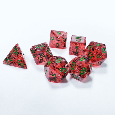 Red granate Sequins Resin Boarding Dice Set dan dadu