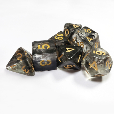 Black smoke crystal resin boarding dice set dan dice