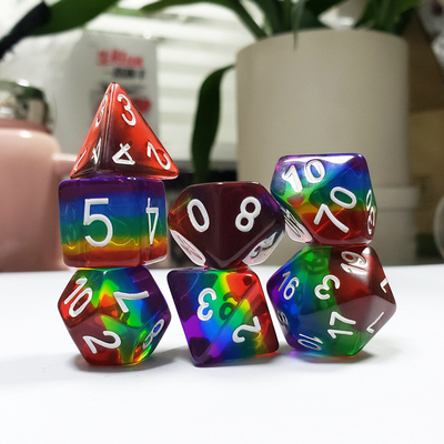 Rainbow Crystal Resin Boarding Dice Set dan dadu