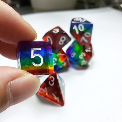 Rainbow Crystal Resin Boarding Dice Set dan dadu