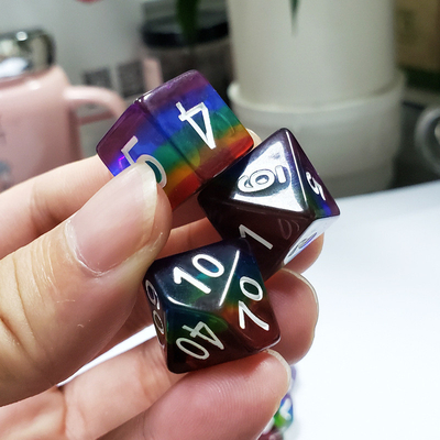 Rainbow Crystal Resin Boarding Dice Set dan dadu