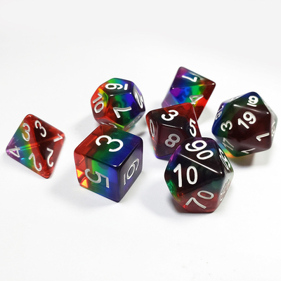 Rainbow Crystal Resin Boarding Dice Set dan dadu