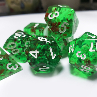 Sprite kristal hijau Resin Boarding Dice Set dan dadu