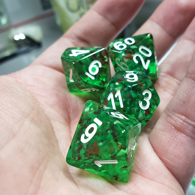 Sprite kristal hijau Resin Boarding Dice Set dan dadu