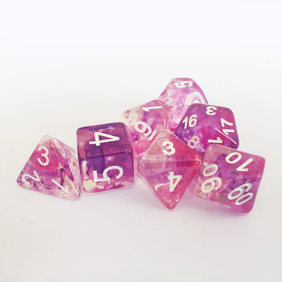 Berwarna merah muda ungu langit berbintang Resin Boarding Dice Set dnd dadu