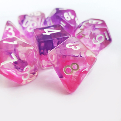 Berwarna merah muda ungu langit berbintang Resin Boarding Dice Set dnd dadu