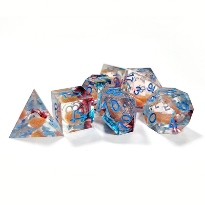 Khaki cairan aliran pasir resin multi -noodle permainan tablet dadu set dnd dadu