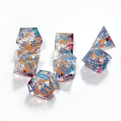 Khaki cairan aliran pasir resin multi -noodle permainan tablet dadu set dnd dadu