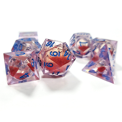 Pasir aliran merah resin multi -noodle permainan tablet dadu set dnd dadu
