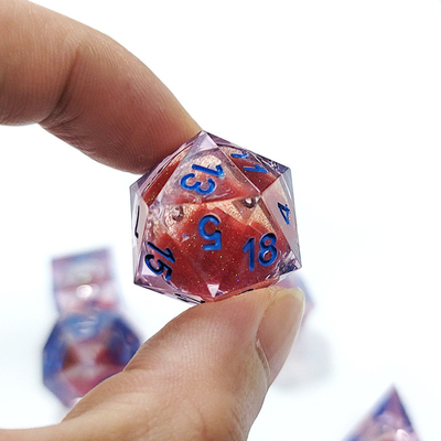 Pasir aliran merah resin multi -noodle permainan tablet dadu set dnd dadu