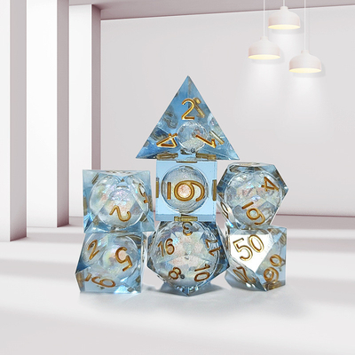 Pasir aliran putih resin multi -noodle permainan tablet dadu set dnd dadu