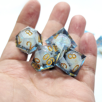 Pasir aliran putih resin multi -noodle permainan tablet dadu set dnd dadu