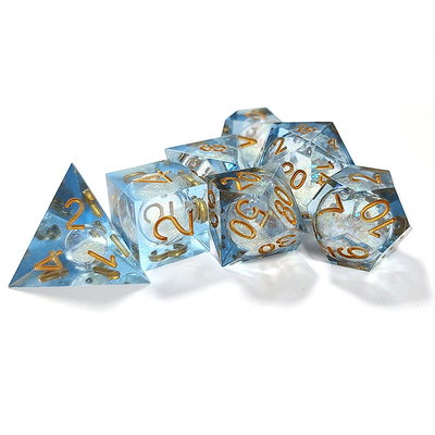 Pasir aliran putih resin multi -noodle permainan tablet dadu set dnd dadu