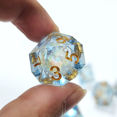 Pasir aliran putih resin multi -noodle permainan tablet dadu set dnd dadu