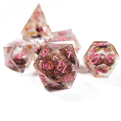 Brown Flowing Sand Resin Polyhedral Dice Resistant Chipping