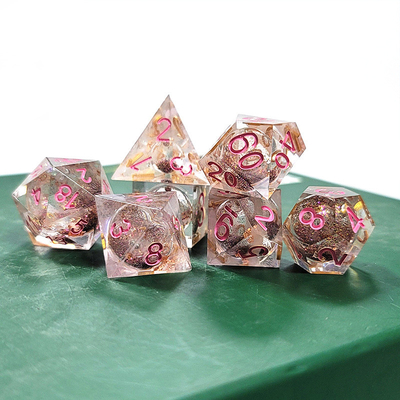 Brown Flowing Sand Resin Polyhedral Dice Resistant Chipping