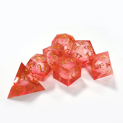 Cahaya Merah Kristal Resin Polyhedral Dice Renyah Tidak beracun