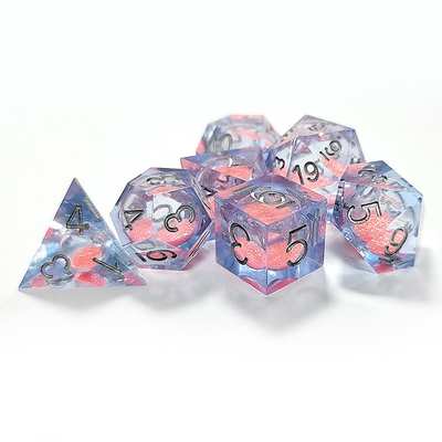 Pink Flow Sand Biru Kristal Resin Dice Multi Sisi buatan tangan