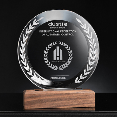 Trophy resin khusus dengan dasar kayu Trophy kristal pribadi