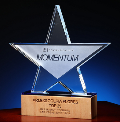 Trophy resin khusus dengan dasar kayu Trophy kristal pribadi