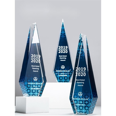 Blue Crystal Resin Trophy Clear Wear - Tahan Disesuaikan